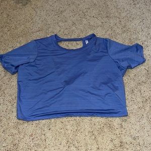 Blue Fabletics Open Back Cropped Shirt